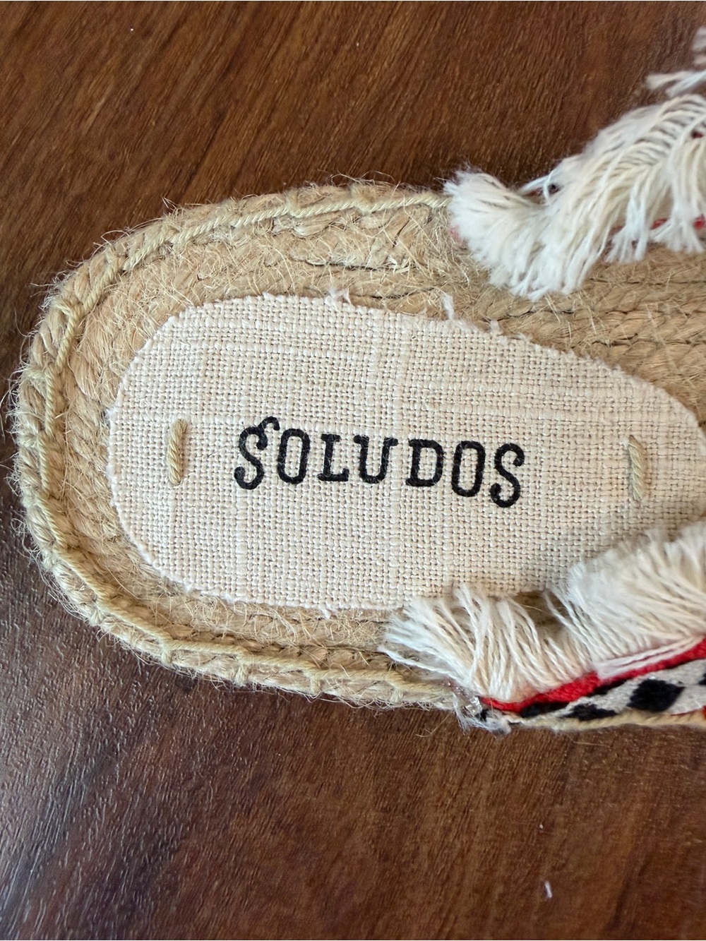 Soludos Red Slip-On Pom Pom Tassel Espadrille Mules - Picture 6 of 7